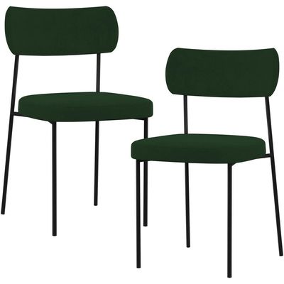 Kit 02 Cadeiras Estofadas Para Sala De Jantar Melina L02 Suede Verde Musgo - Lyam Decor