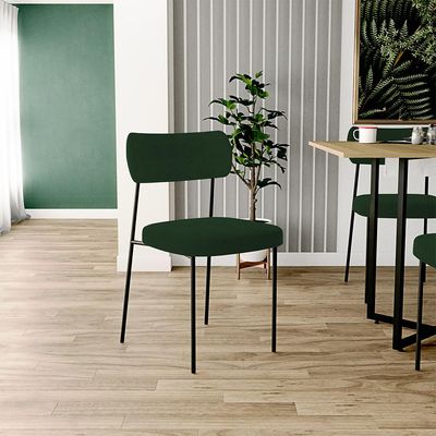 Kit 02 Cadeiras Estofadas Para Sala De Jantar Melina L02 Suede Verde Musgo - Lyam Decor