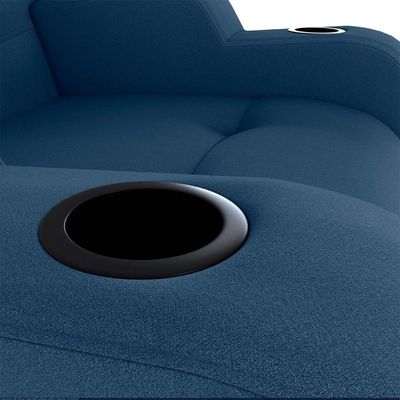 Poltrona Do Papai Reclinável Premium Com Porta Copos E Porta Controle Toro Matrix Veludo Azul