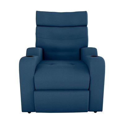 Poltrona Do Papai Reclinável Premium Com Porta Copos E Porta Controle Toro Matrix Veludo Azul