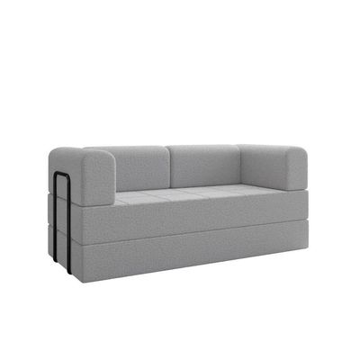 Sofá 2 Lugares Na Caixa Modular Linho Bege Cinza