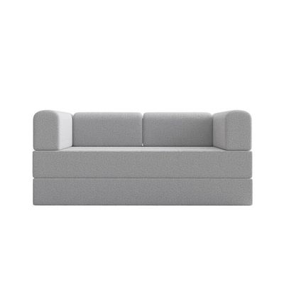 Sofá 2 Lugares Na Caixa Modular Linho Bege Cinza