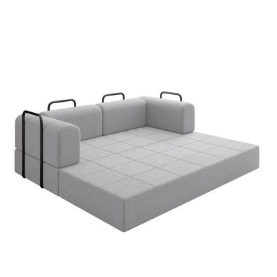 Sofá 2 Lugares Na Caixa Modular Linho Bege Cinza