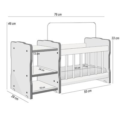 Kit 2 Berços Para Boneca Cristal Ursinho C02 Brinquedo Infantil Branco Azul - Lyam Decor
