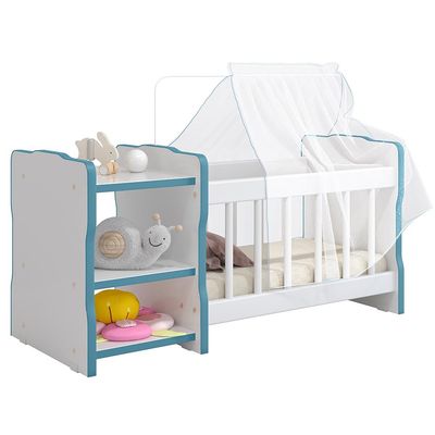 Kit 2 Berços Para Boneca Cristal Ursinho C02 Brinquedo Infantil Branco Azul - Lyam Decor