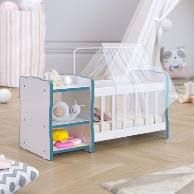 Kit 2 Berços Para Boneca Cristal Ursinho C02 Brinquedo Infantil Branco Azul - Lyam Decor