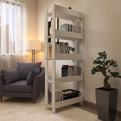 Estante Livreiro Multiuso Organizador De Livros Com 5 Prateleiras Branco Branco