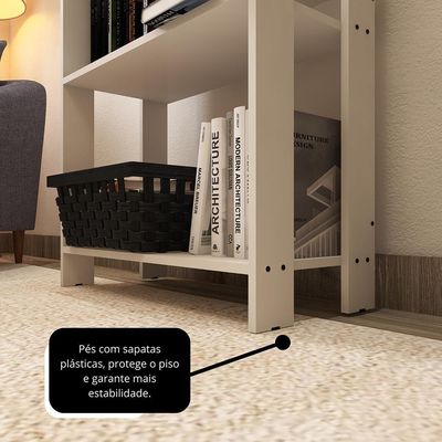 Estante Livreiro Multiuso Organizador De Livros Com 5 Prateleiras Branco Branco