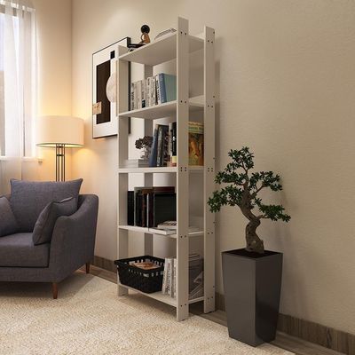Estante Livreiro Multiuso Organizador De Livros Com 5 Prateleiras Branco Branco