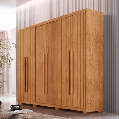 Guarda Roupa Casal Toronto 6 Portas 2 Gavetas Com Pés Moderna Naturalle Com Pés