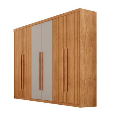 Guarda Roupa Casal Toronto Mdf 6 Portas 2 Gavetas Moderna Naturalle Off White Sem Pés