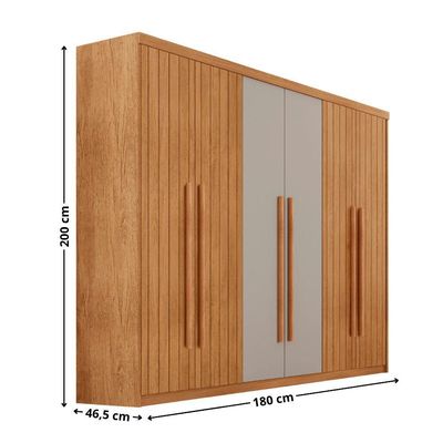 Guarda Roupa Casal Toronto Mdf 6 Portas 2 Gavetas Moderna Naturalle Off White Sem Pés