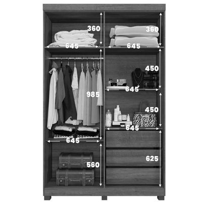 Guarda Roupa Itália 4 Portas 3 Gavetas 5 Prateleiras Cinamomo
