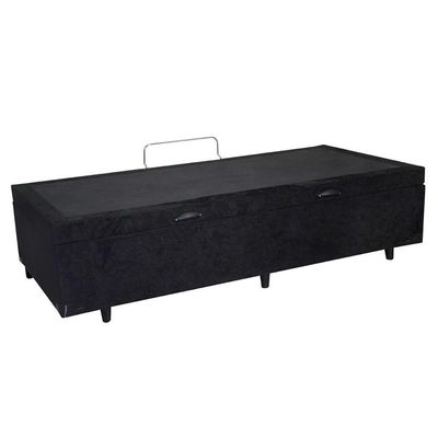 Cama Box Baú Blindado Solteiro Homequeen Suede Preto 41x88x188