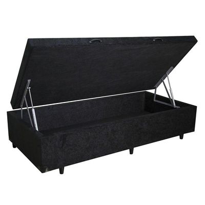 Cama Box Baú Blindado Solteiro Homequeen Suede Preto 41x88x188