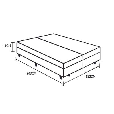 Cama Box Baú King Bipartido Homequeen Corino Marrom 41x193x203