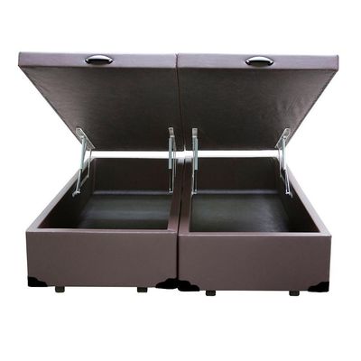 Cama Box Baú King Bipartido Homequeen Corino Marrom 41x193x203