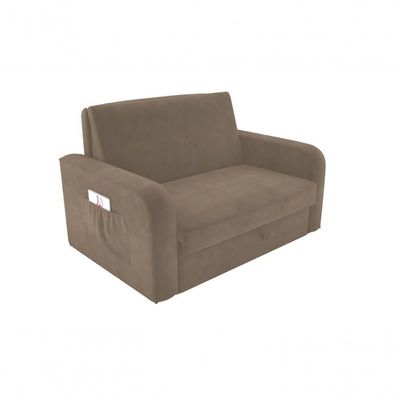Sofá Cama 2 Lugares Compacto Com Baú 145 Larg Daiane Matrix Veludo Capuccino