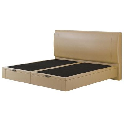 Cama King Baú Flutuante Com Cabeceira 195cm Spazio S04 Couríssimo Bege - Lyam Decor