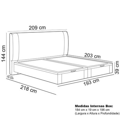Cama King Baú Flutuante Com Cabeceira 195cm Spazio S04 Couríssimo Bege - Lyam Decor