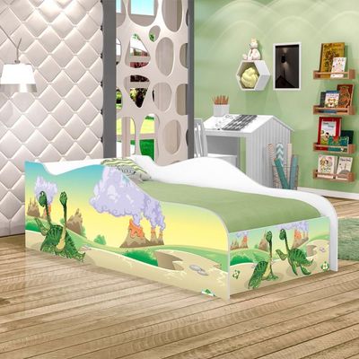 Cama Carro Fun Adesivada Dinossauro Irmãos Solteiro