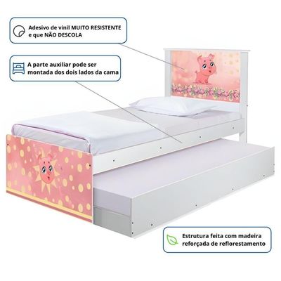 Cama Bicama Juvenil Adesivada Porquinho