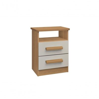 Mesa De Cabeceira Firenze 2 Gavetas Com Nicho - D Doro Cinamomo/off White