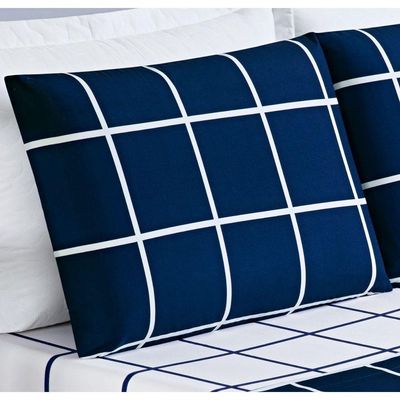 Jogo De Cama Com Lençol De Cima 200 Fios Austin Queen 04 Peças - Marinho