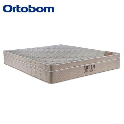 Cama Box Baú Casal Suede Bipartido + Colchão Ortobom Airtech Molas Ensacadas 65x138x188 Bege