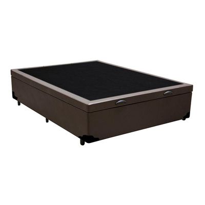 Cama Box Baú Casal Homequeen Corino Marrom 41x138x188
