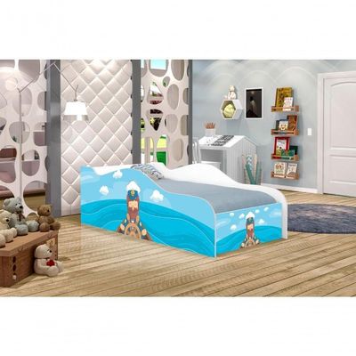 Cama Carro Fun Adesivada Capitão Marinho Solteiro