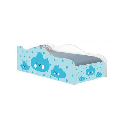 Cama Carro Fun Adesivada Nuvens Meninos Solteiro