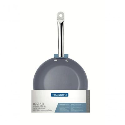 Frigideira Tramontina Rasa Professional Em Aço Inox E Revestimento Cerâmico Grafite 26cm