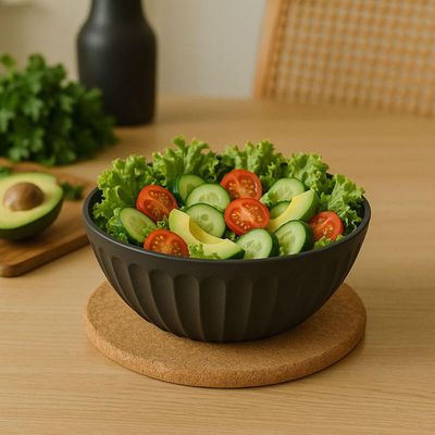 Saladeira Tigela Redonda Preta 1,5L Plástico 20x8,5cm Uz Salada Pipoca Sobremesa