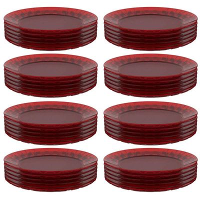48 Pratos Vermelhos 26cm Grandes para Servir Mesa Posta Porções Aperitivos Crippa