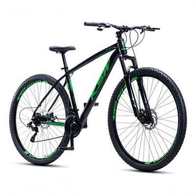 Bicicleta Aro 29 Ksw 24 Vel Alumínio Freio Disco Xlt100 Mtb Preto/verde 17