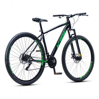 Bicicleta Aro 29 Ksw 24 Vel Alumínio Freio Disco Xlt100 Mtb Preto/verde 17
