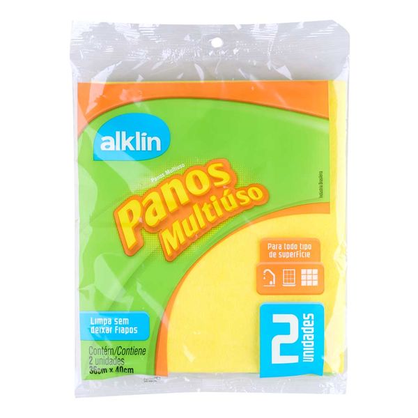 Pano de Limpeza Alklin Amarelo com 2 Peças 36x40cm