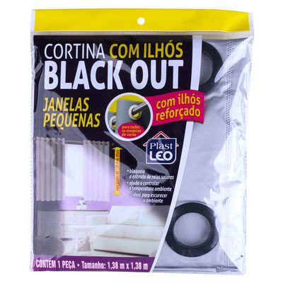 Cortina Blackout PlastLeo 1,40x1,40m Cinza com Ilhós Pvc