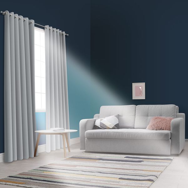 Cortina Blackout PlastLeo 1,40x2,00m Cinza com Ilhós Pvc