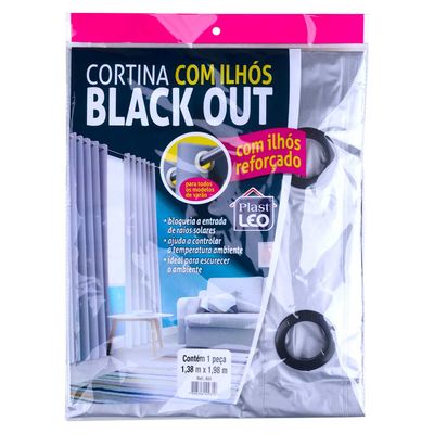 Cortina Blackout PlastLeo 1,40x2,00m Cinza com Ilhós Pvc