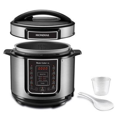 Panela de Pressão Elétrica 5 Litros Mondial Master Cooker PE38 Preta com Prata 127V 127V