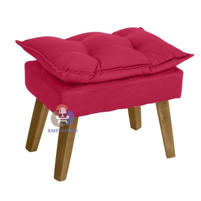 Poltrona e Puff Opala Suede Vermelho Smf Decor