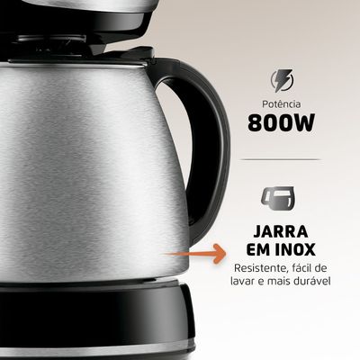 Cafeteira Elétrica Dolce Arome Mondial Preto e Inox 800W C-37JI 30X 110