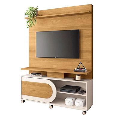 Estante Home Theater òrbis Cinamomo Off White E Mesa De Centro Sky Off White- Hb Móveis