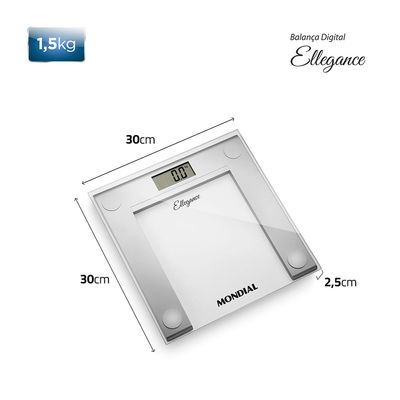 Balança Digital Ellegance Mondial Prata 6V Bateria BL-03 Bivolt