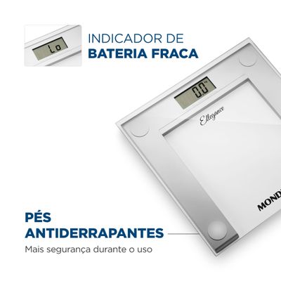 Balança Digital Ellegance Mondial Prata 6V Bateria BL-03 Bivolt