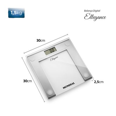 Balança Digital Ellegance Mondial Prata 6V Bateria BL-03 Bivolt