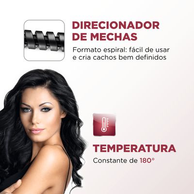 Modelador de Cachos Spiral Infinity Mondial Vermelho e Preto 15W EM-05 Bivolt