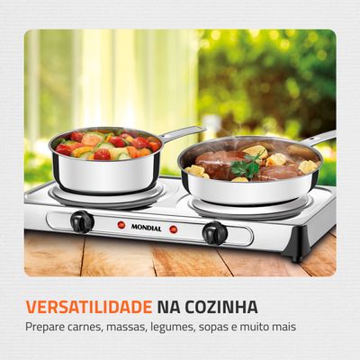 Fogão Elétrico Fast Cook Due Mondial Inox 2000W FE-03 110